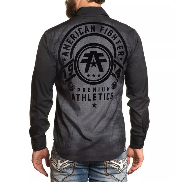AMERICAN FIGHTER Men's Button Down Shirt INTERFERENCE - Picture 3 of 5